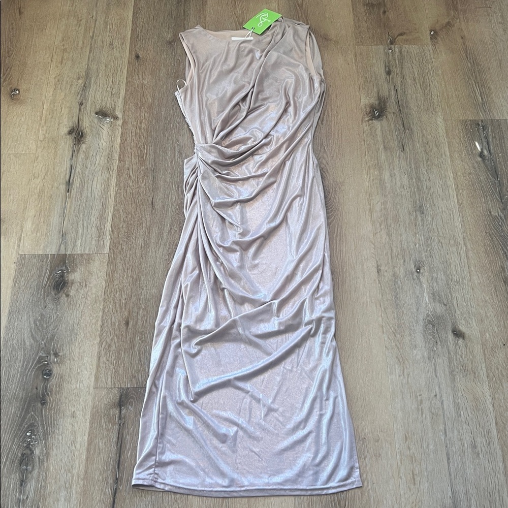 Sam Edelman Dress Womens 0 Metalic Bodycon Midi Pink Dress